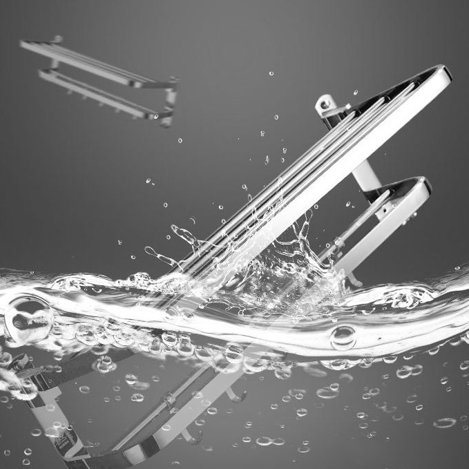 BowLift | Polished Chrome Bathroom Accessories Set made of Stainless Steel with Bathroom Shelf/Bathrobe Hook/Towel Bar