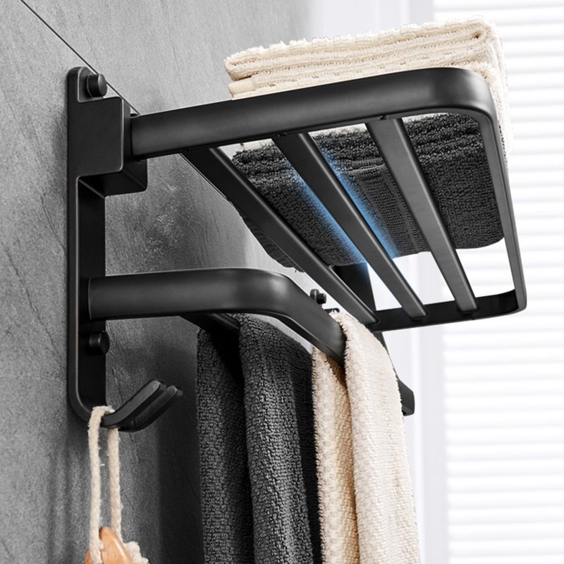 BowLift | Matt Black 5-piece modern bathroom accessory set with bath shelf/tower rod & paper holder