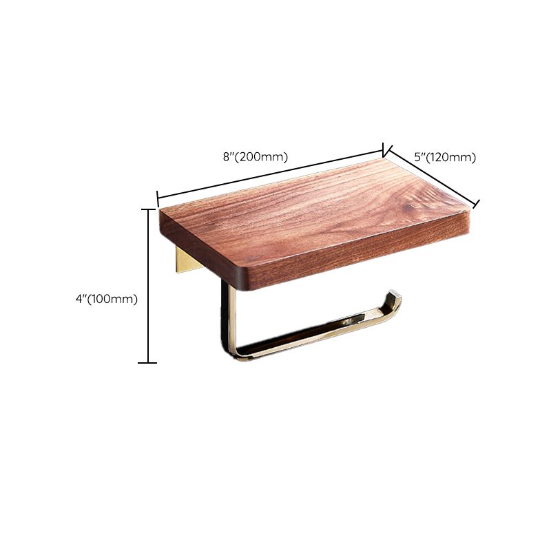 BowLift | Polished Brass Bathroom Hardware Set Metal & Wood Bathroom Set with Bath Shelf/Towel Bar