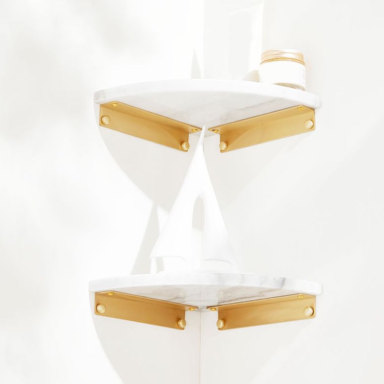 BowLift | 2-piece marble bathroom shelf brass bathroom accessory set in white/green