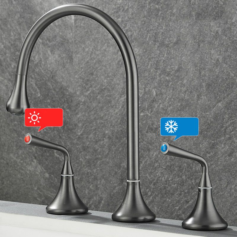 BowLift | Double Handle Tub Filler Deck Mounted High Arc Brass Modern Roman Tub Filler