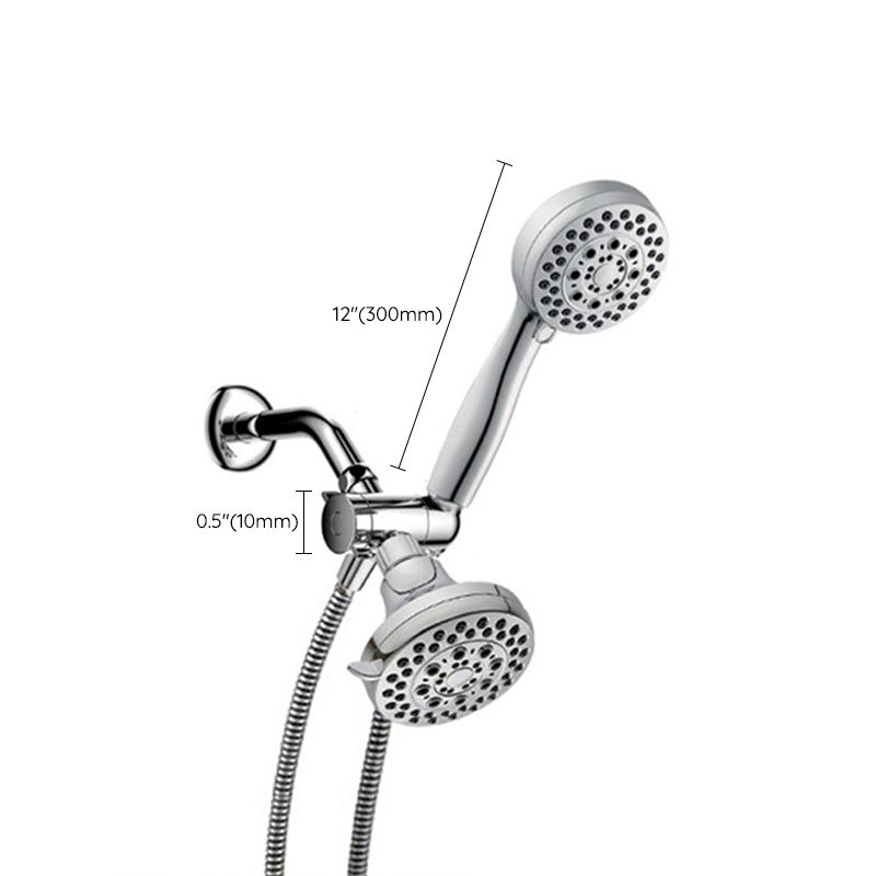 BowLift | Silver Dual Shower Head Round Rainfall Wall-Mounted Shower Head