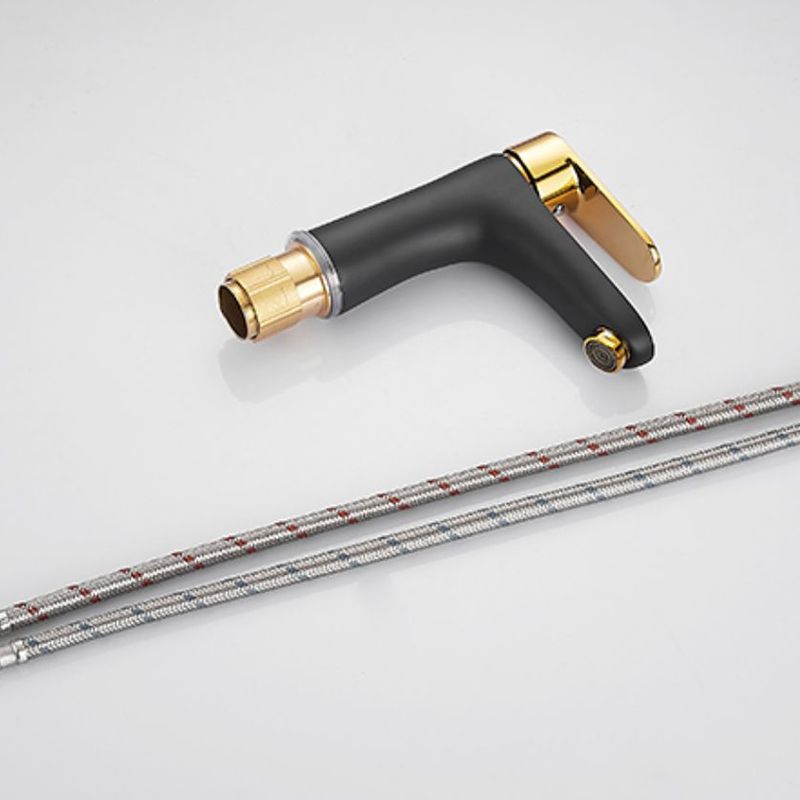 BowLift | Black-Gold Vessel Sink Faucet Lever Handle Low Arc Vessel Faucet