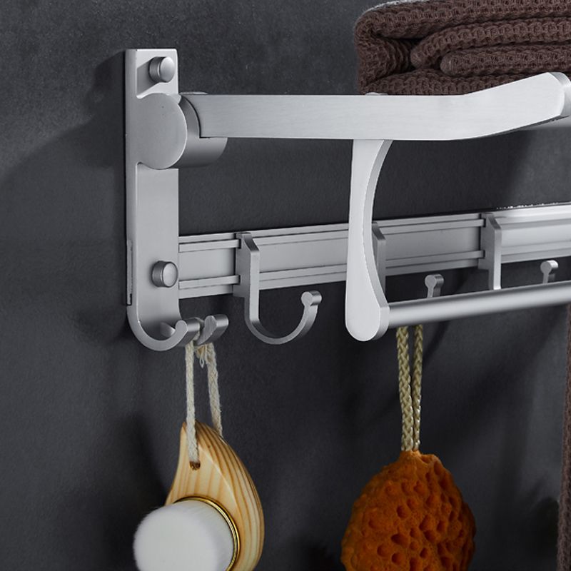 BowLift | Silver Modern Bathroom Accessory Set with Bath Shelf/Towel Rack & Bathrobe Hook