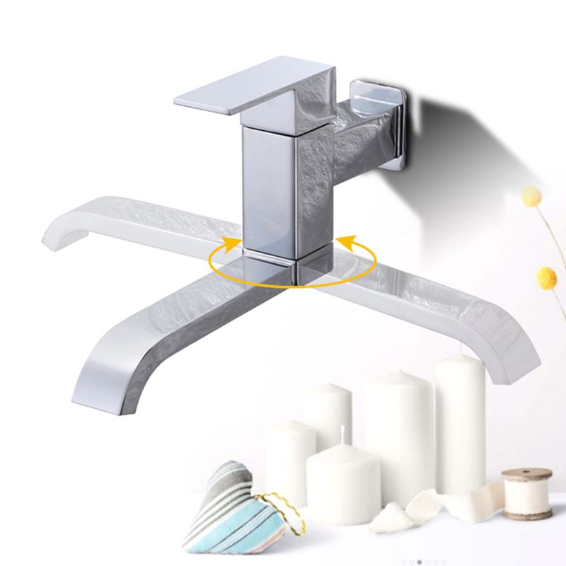 BowLift | Contemporary Wall Mounted Bathroom Faucet Lever Handles Low Arc Swivel Brass Faucet