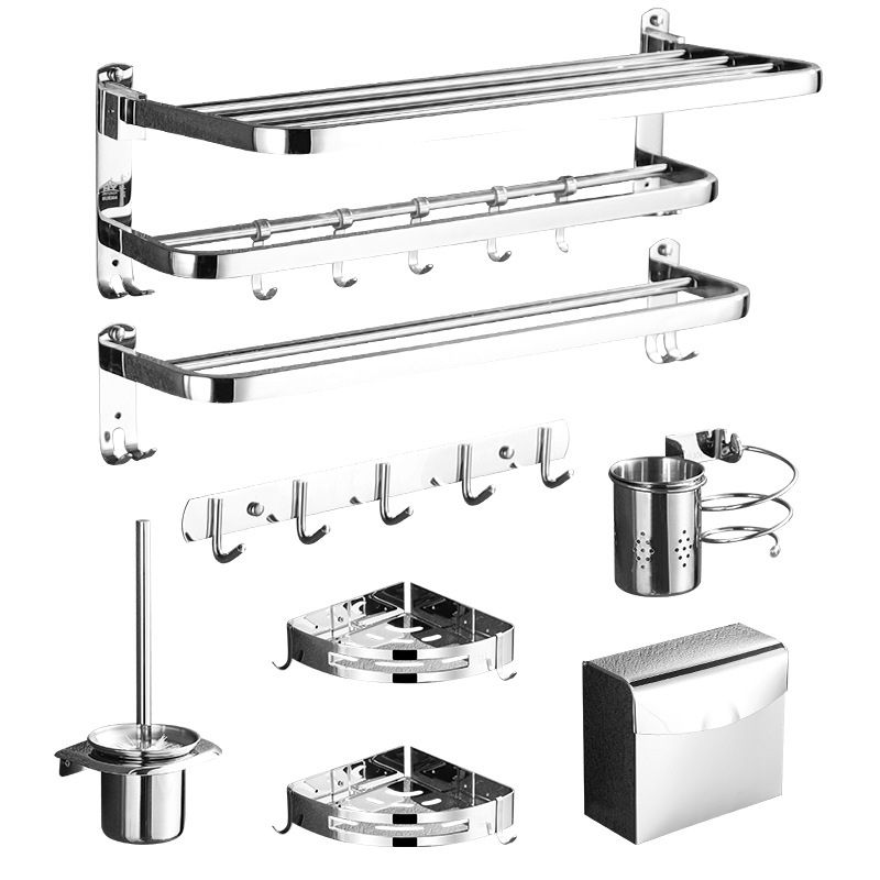 BowLift | Polished Chrome Bathroom Accessories Set made of Stainless Steel with Bathroom Shelf/Bathrobe Hook/Towel Bar