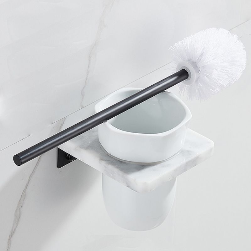 BowLift | Matt Black Bathroom Accessory Set made of Metal & Marble with Bath Shelf/Towel Holder