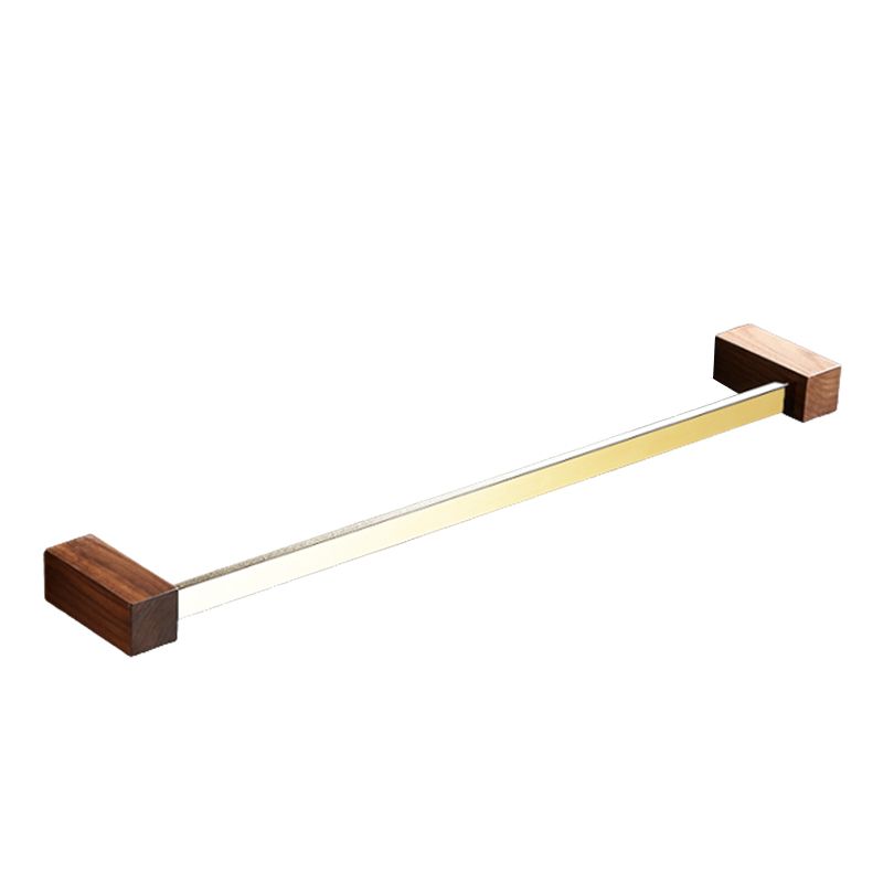 BowLift | Polished Brass Bathroom Hardware Set Metal & Wood Bathroom Set with Bath Shelf/Towel Bar