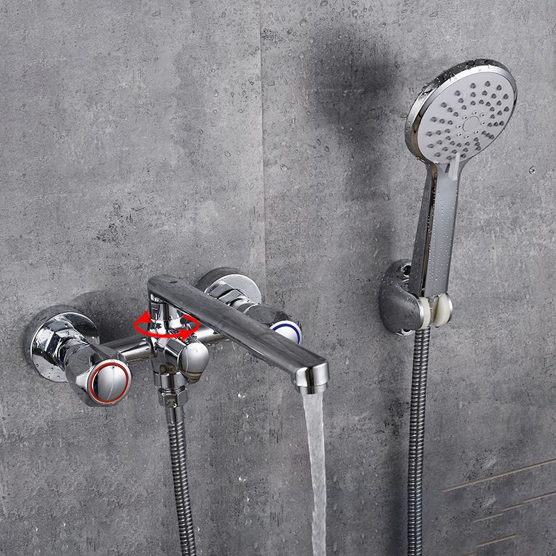 BowLift | Contemporary Bathtub Faucet Trim Chrome Wall-Mounted Swivel Spout with Hand Shower