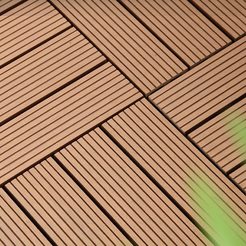 BowLift | 12" X 12" PVC 6-Slat Square Patio Tiles Snap Fit Installation Outdoor Floor Tiles