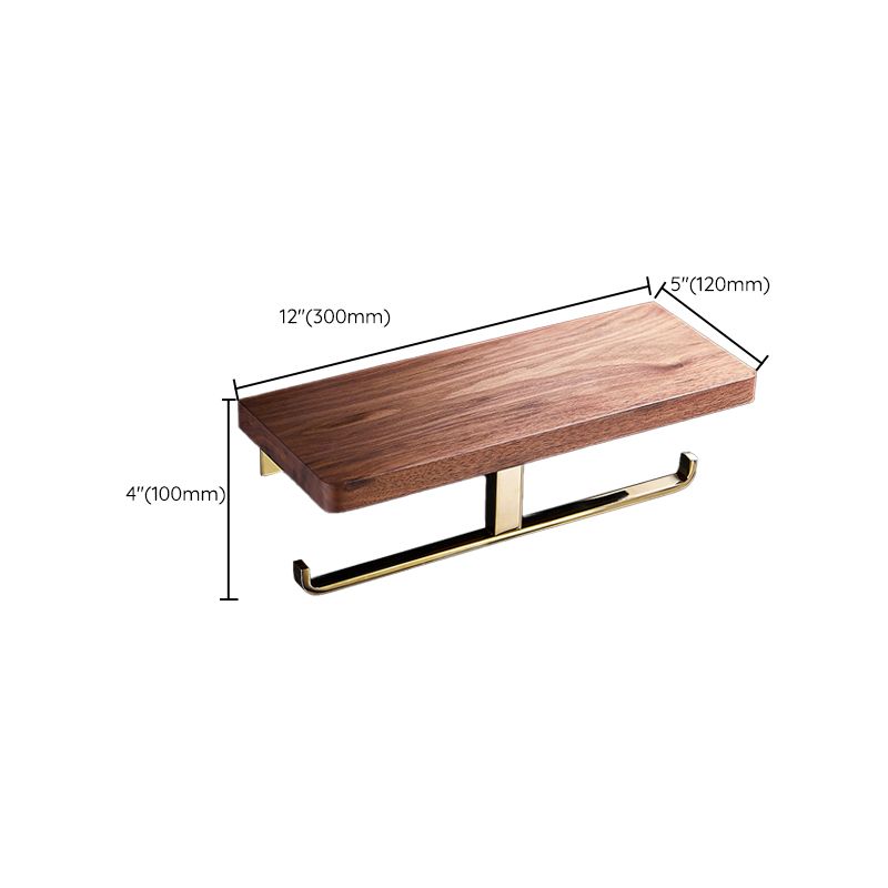 BowLift | Polished Brass Bathroom Hardware Set Metal & Wood Bathroom Set with Bath Shelf/Towel Bar
