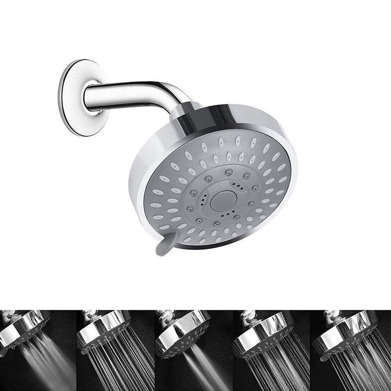 BowLift | Silver Round Fixed Shower Head Modern Style Wall Mount Shower Head