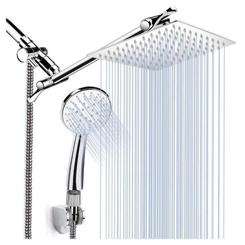 BowLift | Silver Dual Shower Head 3 Settings Medium Flow Wall Mounted Shower Head