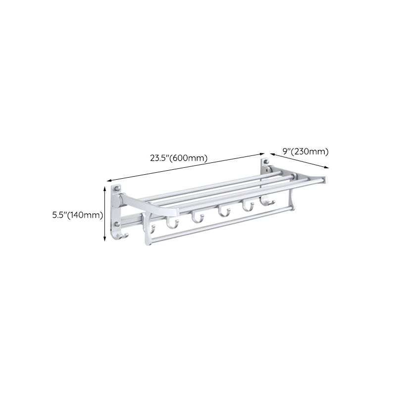BowLift | Silver Modern Bathroom Accessory Set with Bath Shelf/Towel Rack & Bathrobe Hook