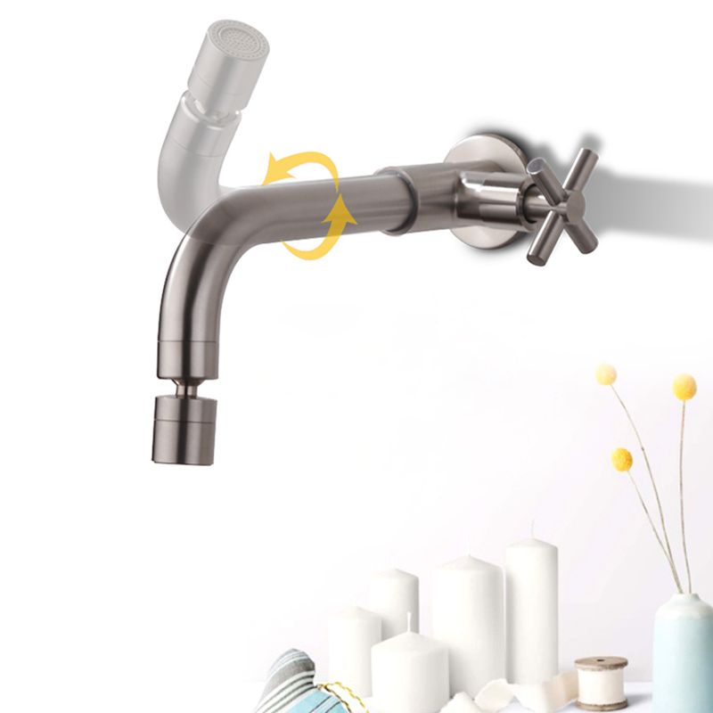 BowLift | Contemporary Wall-Mounted Bathroom Faucet Cross Handles Stainless Steel Faucet