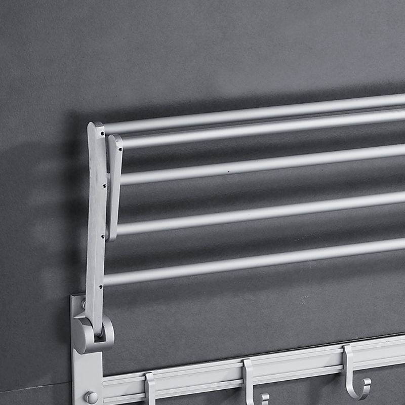 BowLift | Silver Modern Bathroom Accessory Set with Bath Shelf/Towel Rack & Bathrobe Hook