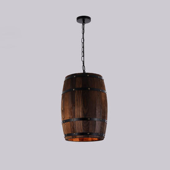 BowLift | BarrelGlow Vintage Pendant Light | Wood Wine Barrel Design | 1-bulb | Rustic Lighting