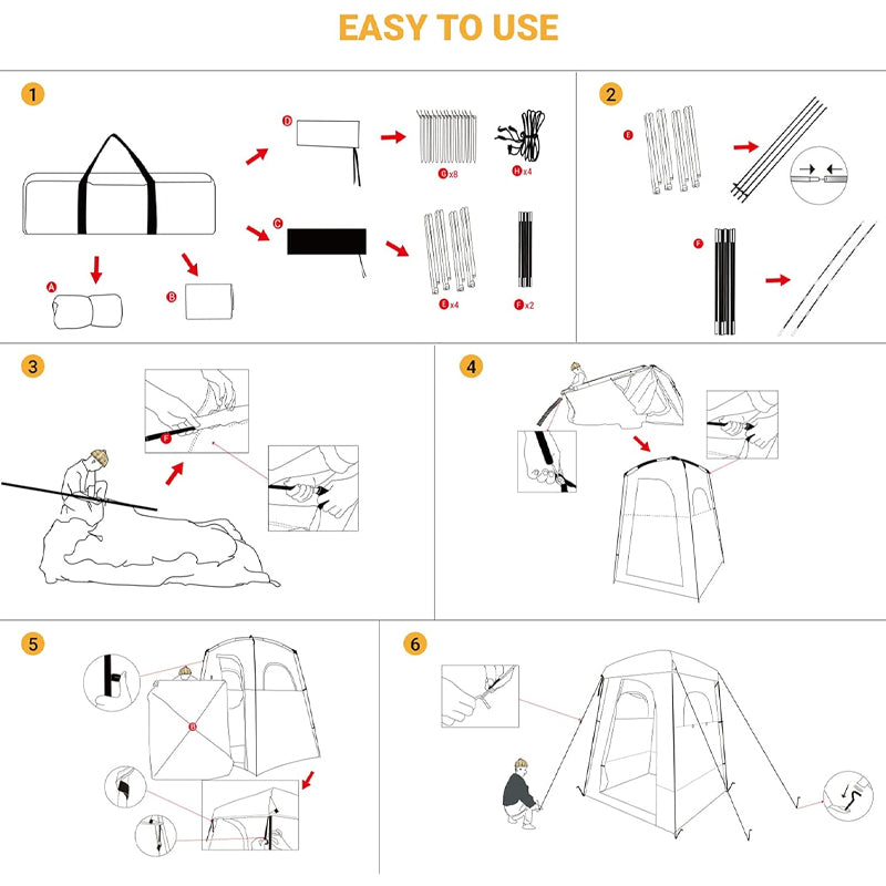 BowLift | 1 Room Camping Shower Tent 66" x 66" x 85" Privacy Tent for Dressing Changing Toilet Bathroom