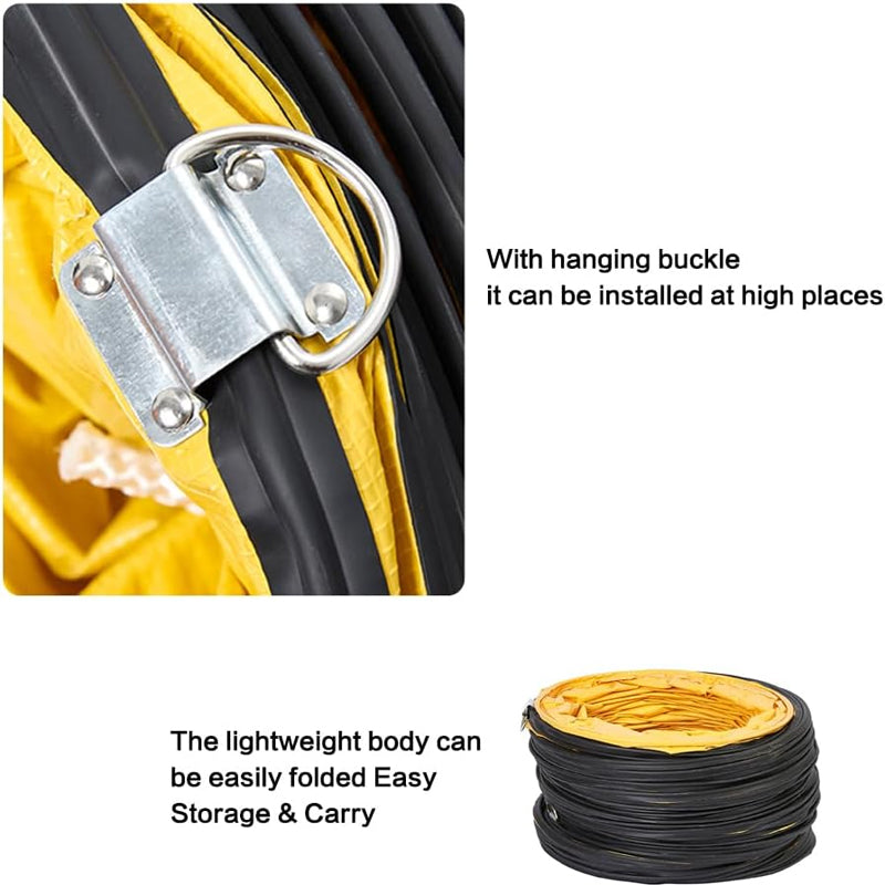 BowLift | 12'' × 16 ft Ducting Hose PVC Flexible Duct Hosing for Utility Blower Exhaust Fan with Rope S Hook & Steel Support