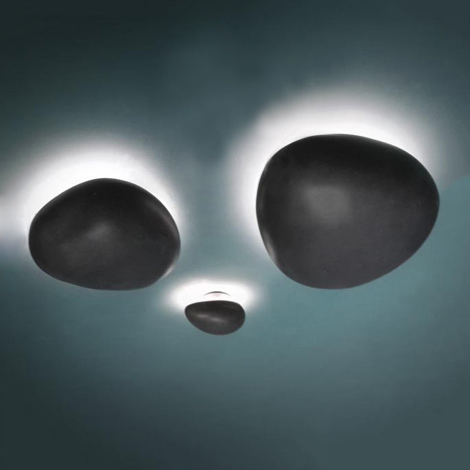 BowLift | Pebble shape indoor wall lamp Light resin 4"/9" length LED modern style wall lamp in black