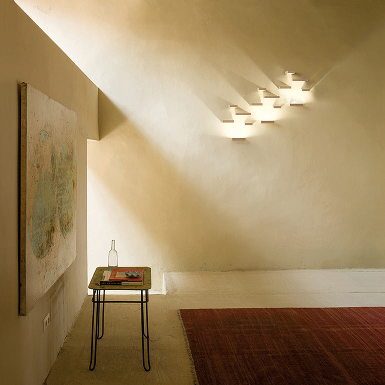BowLift | White rectangular wall flood light simple style 1/2-light metallic wall lamp for stairwell