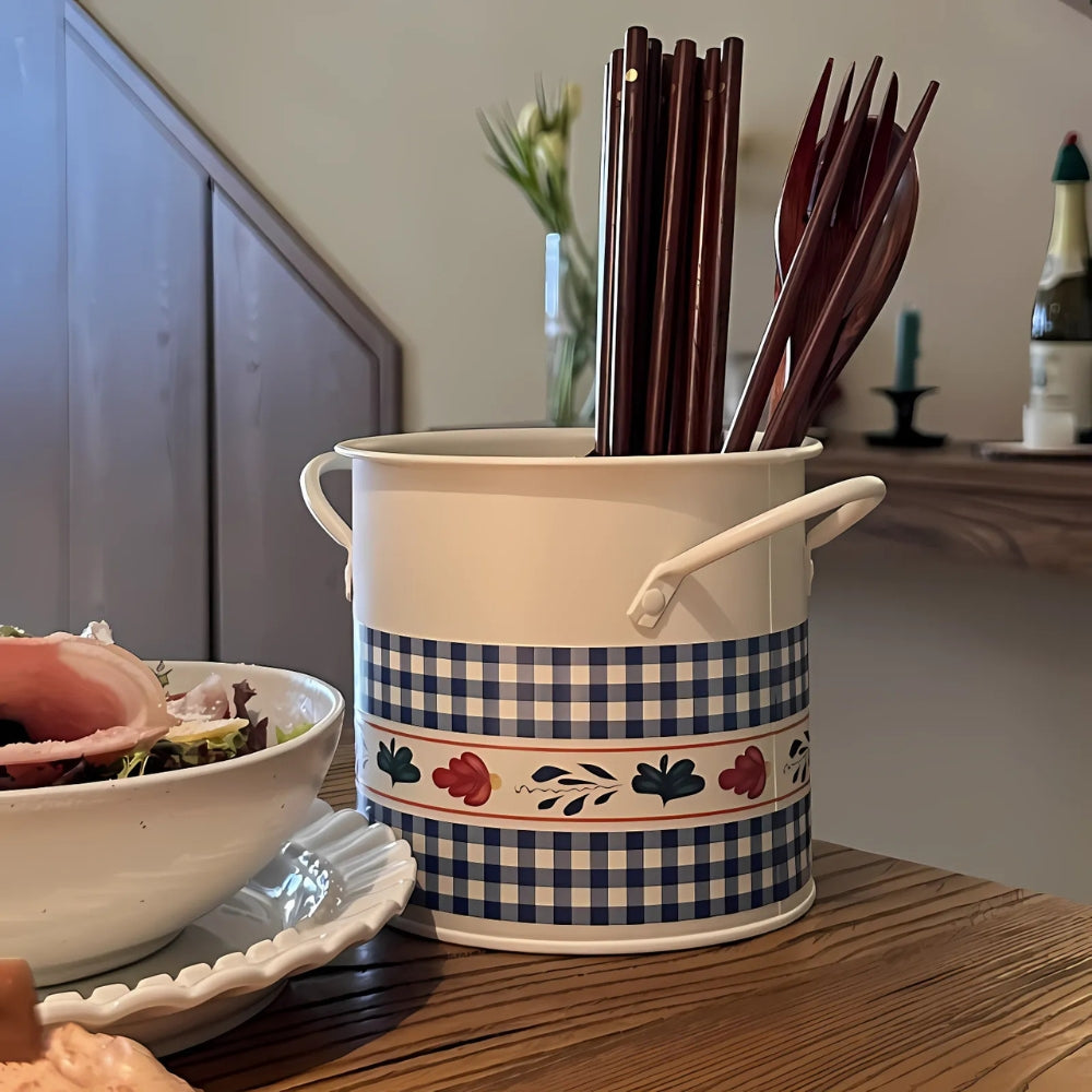 BowLift | Floral Utensil Storage Basket with Divider Lid