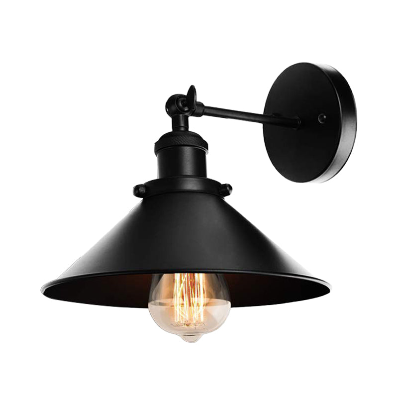 BowLift | Metallic Cone Wall Lamp Light Loft Style 1 Light Living Room Adjustable Wall Mount Light in Black, 2 Pack