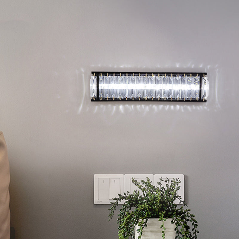 BowLift | Crystal Rectangular Wall Light Modern LED Nightstand Wall-Mounted Lighting in Black