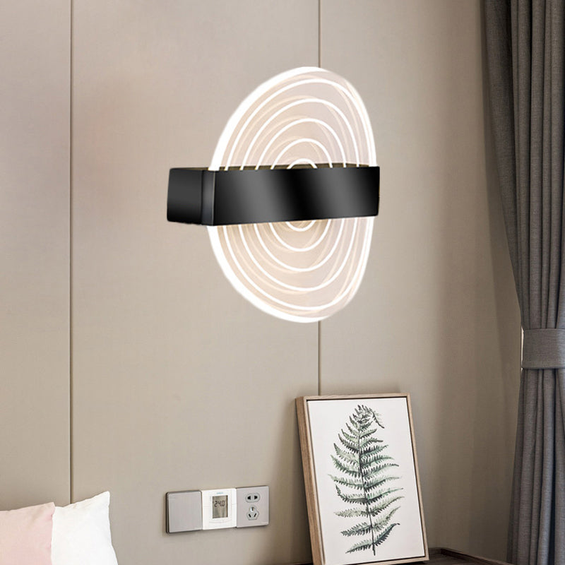 BowLift | Acrylic Circle Wall Light Wall Mount LED Modern Wall Lamp in Black/Gold for the Living Room