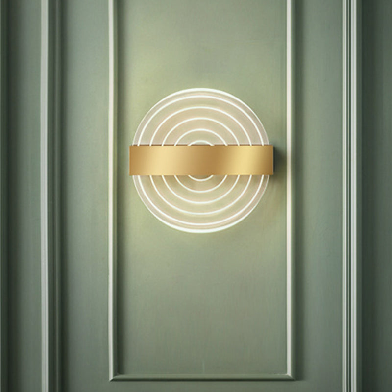 BowLift | Acrylic Circle Wall Light Wall Mount LED Modern Wall Lamp in Black/Gold for the Living Room