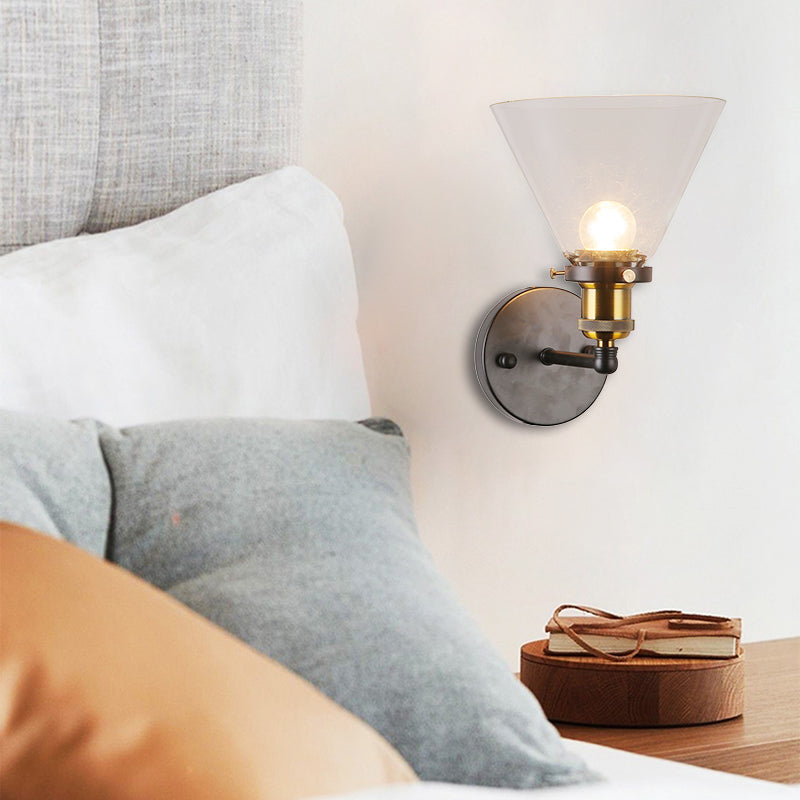 BowLift | Clear Glass Black Wall Lamp Lighting Cone 1-Light Antique Lamp for the Kitchen