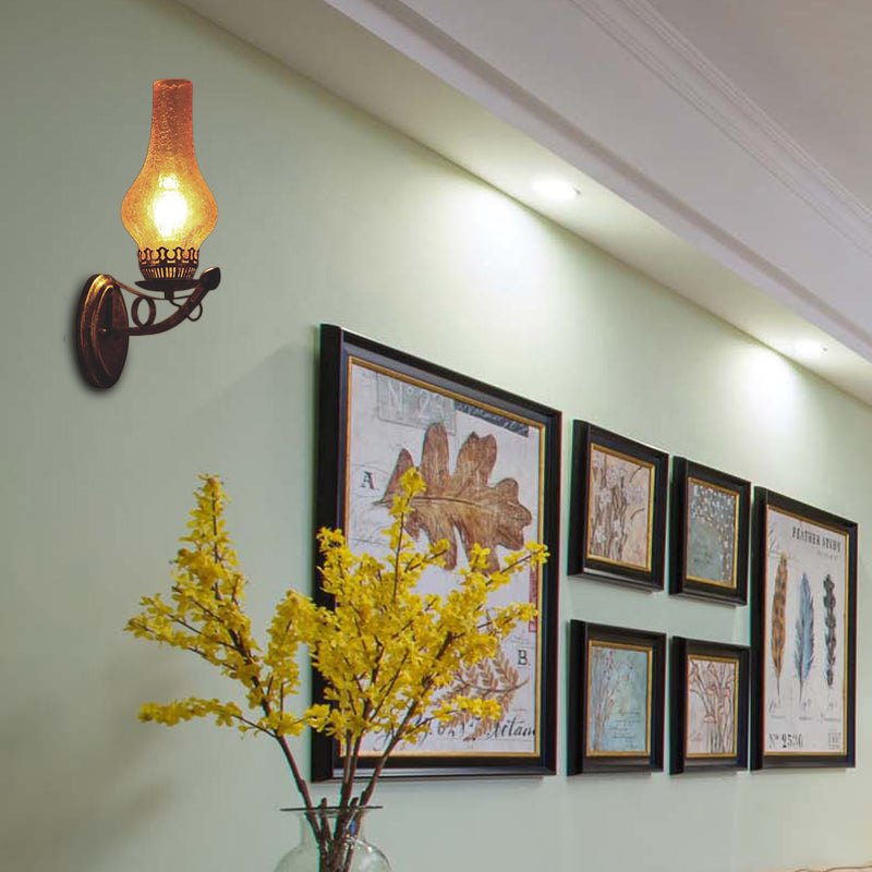 BowLift | A light wall lamp light industrial crackle glass vase shape lighting fixture in yellow, 3.5"/5"/14.5" wide