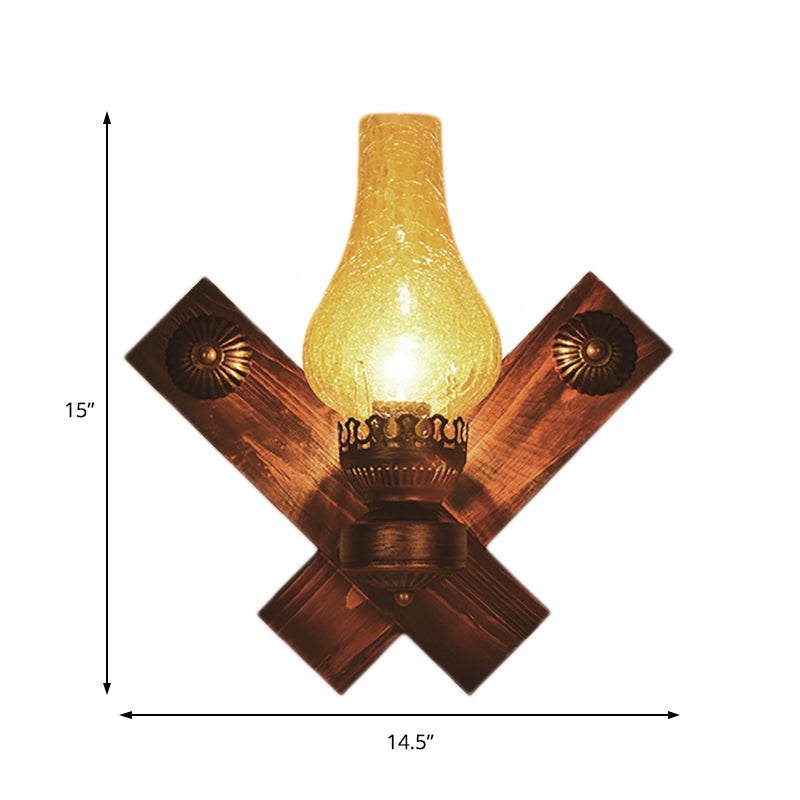 BowLift | A light wall lamp light industrial crackle glass vase shape lighting fixture in yellow, 3.5"/5"/14.5" wide