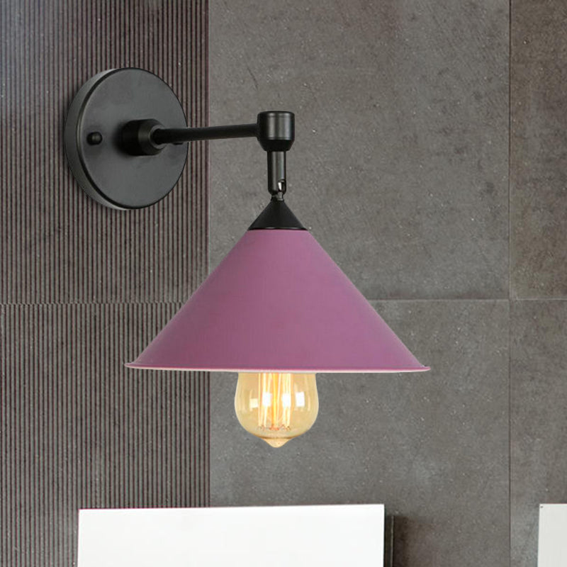 BowLift | Black/Gray Conical Wall Light Industrial Stylish Metallic 1 Head Bathroom Wall Lamp