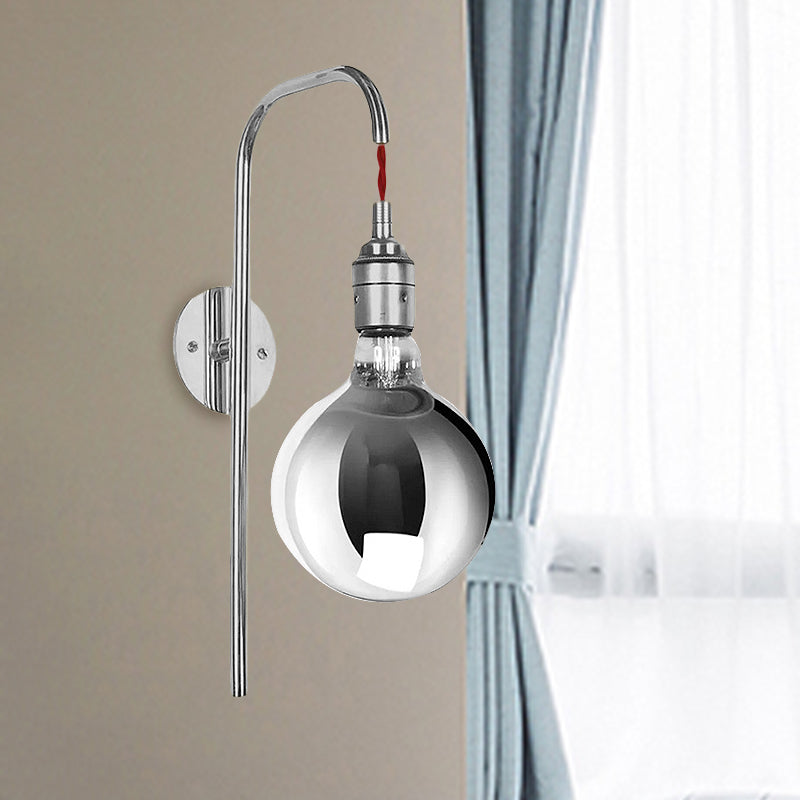 BowLift | Chrome/Gold A Light Wall Lamp Modern Clear Glass Globe Lighting Fixture for Living Room