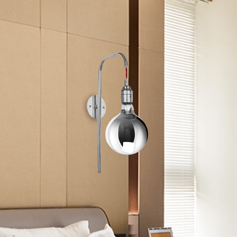 BowLift | Chrome/Gold A Light Wall Lamp Modern Clear Glass Globe Lighting Fixture for Living Room