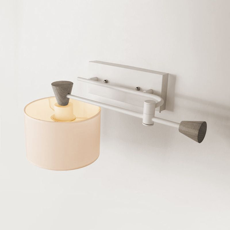 BowLift | Fabric Drum Shade Wall Mounted Light Industrial Loft 1 Light Bedroom Adjustable Wall Lighting in White