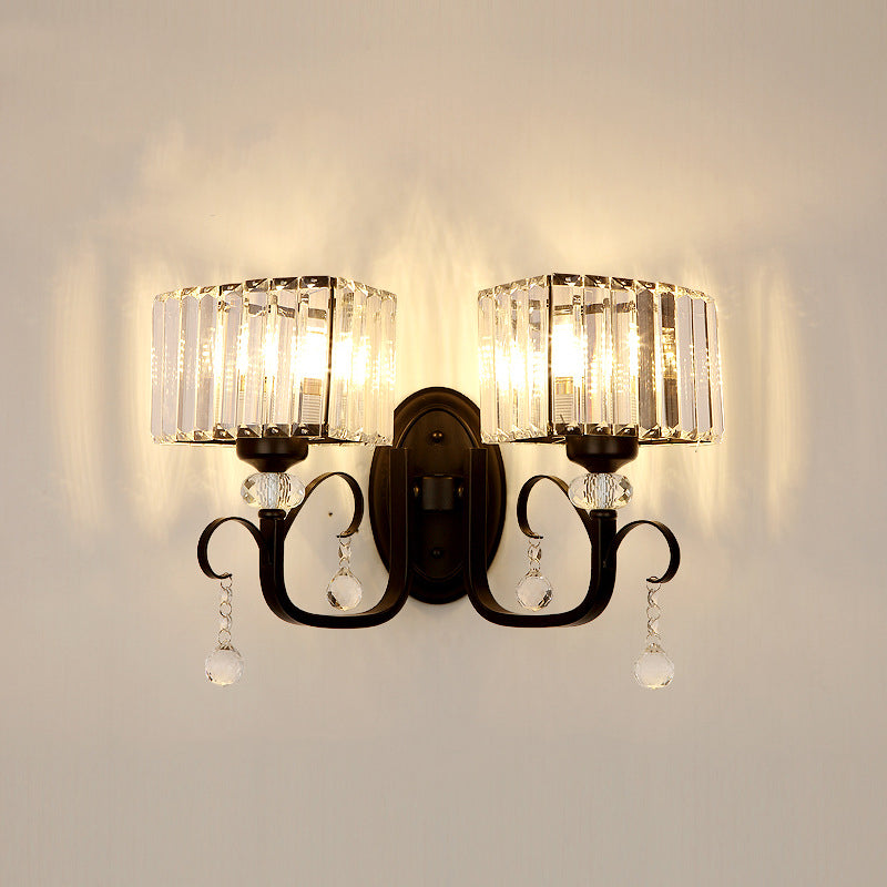 BowLift | 1/2-Bulb Metal Wall Light contemporary black curved arm hallway wall-mounted lamp
