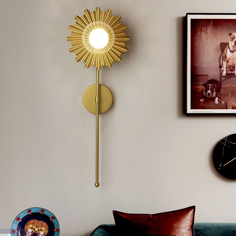 BowLift | Brass Wall Light Torch 1 Light Metal and Clear Glass Mid-Century Modern Wall Light