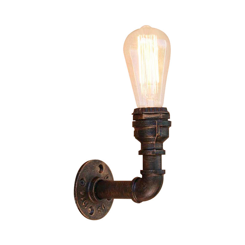 BowLift | Curved Pipe Metal Wall Light Industrial Style 1 Bulb Bedroom Wall Lamp Light in Antique Bronze