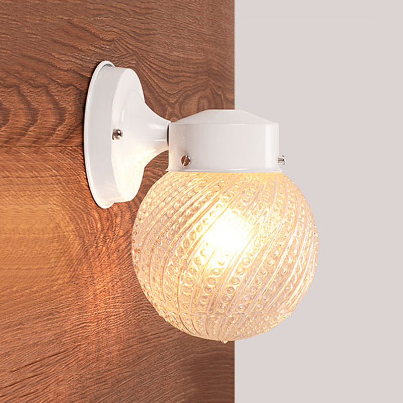 BowLift | 1 Light Passage Wall Lighting with Globe Checkered Glass Shade Modern Black/White Wall Lamp Fixture