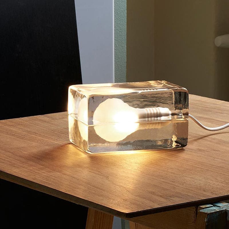BowLift | BrightCube – Minimalistic Table Lamp with Transparent Glass Cube
