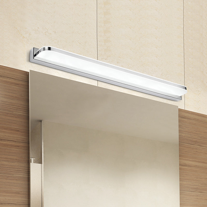 BowLift | Rectangular Wall Wash Basin Light Simple Stainless Steel-Chrome 16.5"/20.5"/24.5" L LED Wall Light with Rounded Corner, Warm/White Light