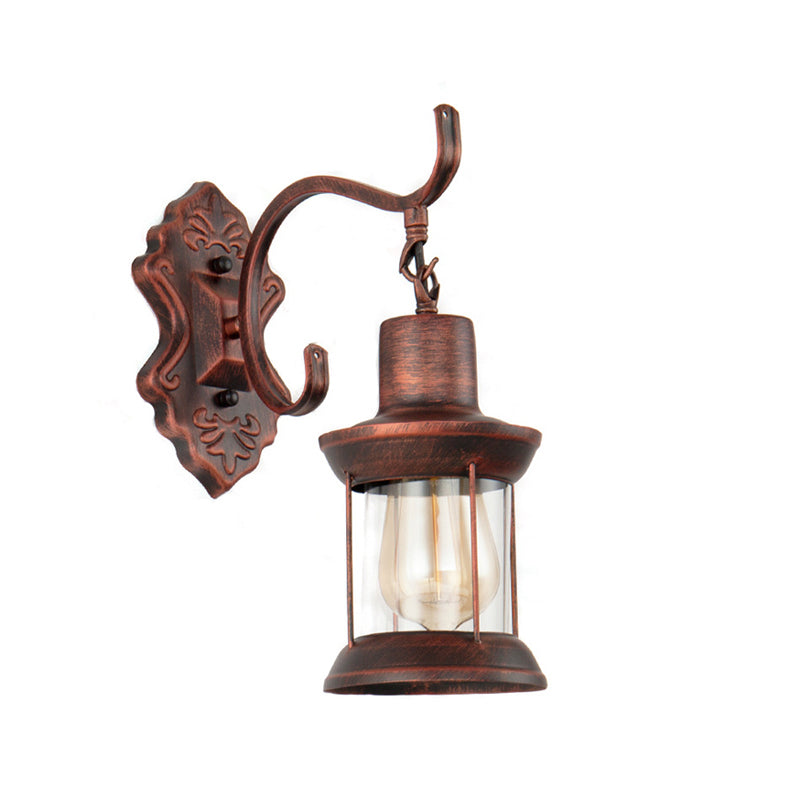 BowLift | Weather Copper A Light Wall Lamp Rustic Style Clear Glass Petroleum Lighting Fixture