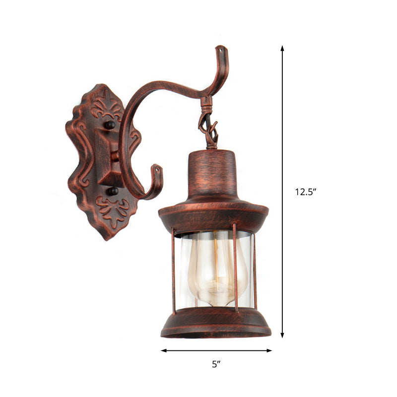 BowLift | Weather Copper A Light Wall Lamp Rustic Style Clear Glass Petroleum Lighting Fixture