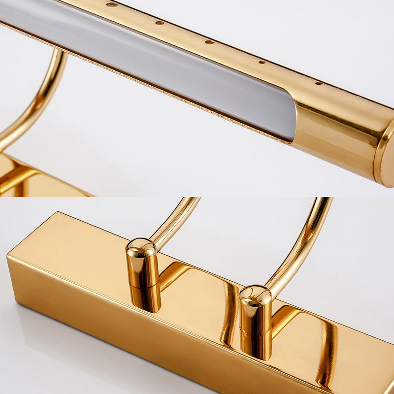 BowLift | 14"/19" Diameter Tube Wall Lighting with Arc Arm Modern Design Metal Warm/White Light LED Bathroom Vanity Lighting System in Gold