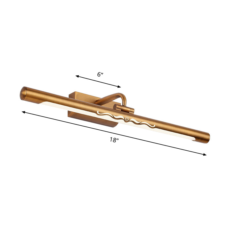 BowLift | Vintage Linear Wall-Mounted Lighting with Straight Arm Metal 18"/22.5" Wide LED Bedroom Vanity Lighting in Bronze