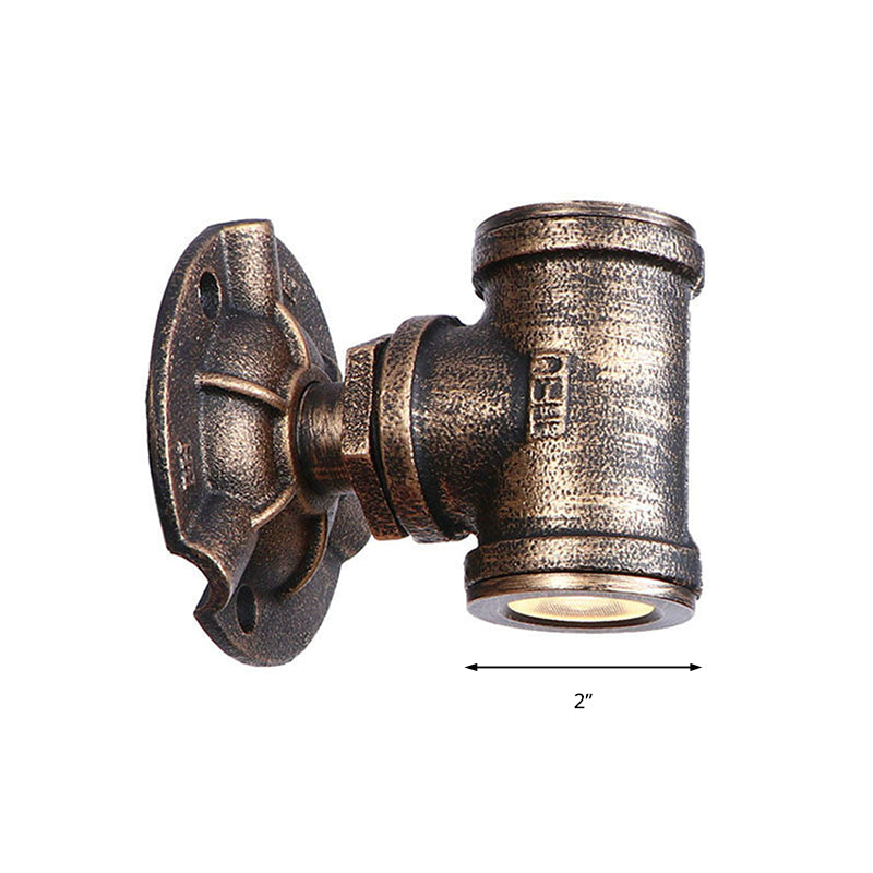 BowLift | Antique style pipe wall lighting fixture 1 light wrought iron wall mount fixture in bronze for hallway