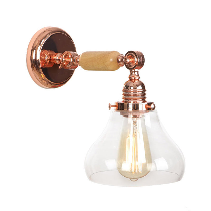 BowLift | Pear-shaped living room wall lamp vintage clear glass 1 light rose gold wall lamp