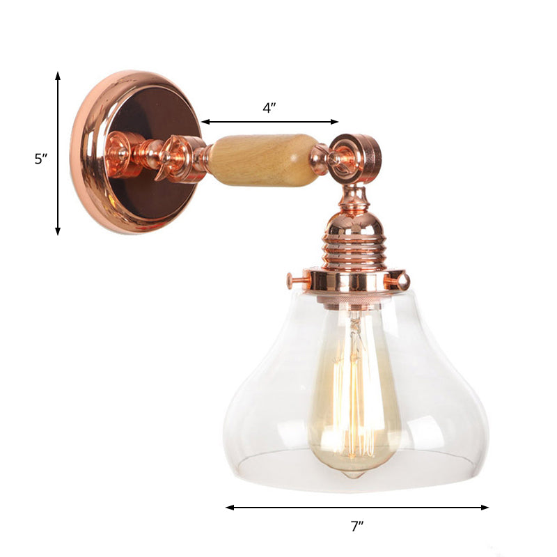 BowLift | Pear-shaped living room wall lamp vintage clear glass 1 light rose gold wall lamp